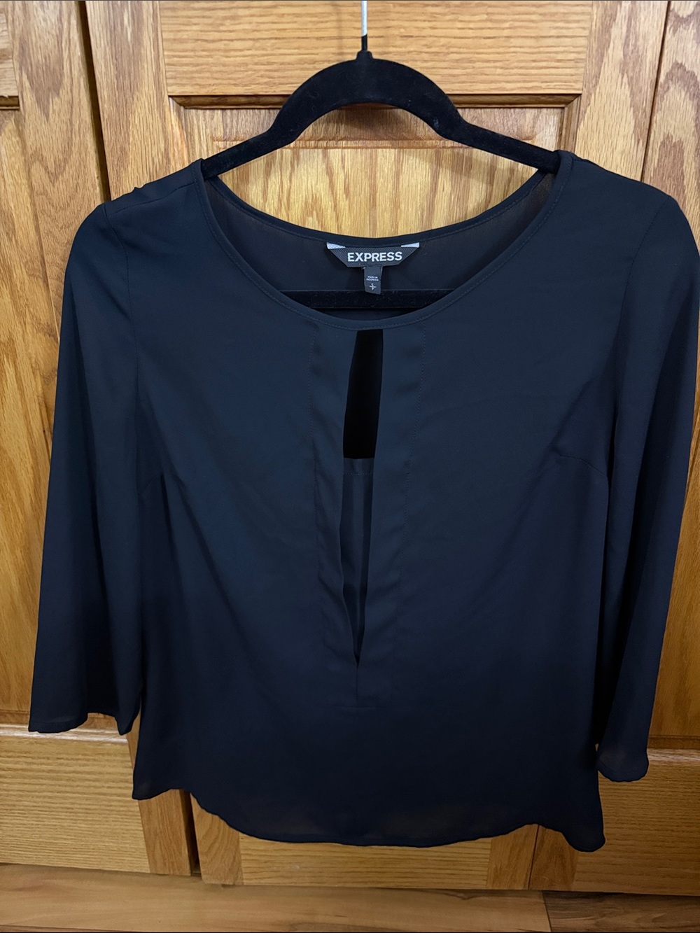 Express Black Women's Keyhole Front Blouse